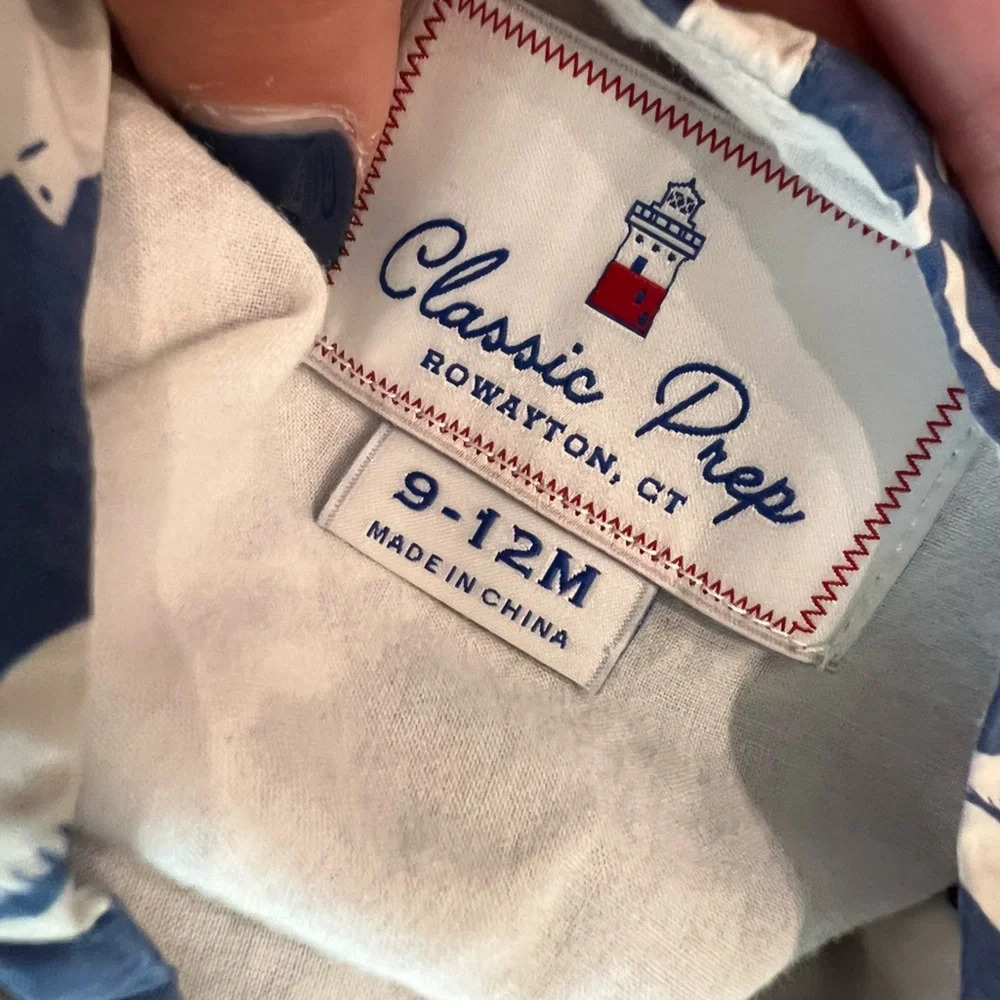 Classic Prep Crab Print Summer Jon Jon Overalls - Picture 3 of 5